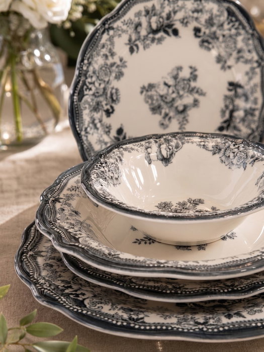 Hermia Juego de Cena Velour Anthracite Fulya de 24 Piezas